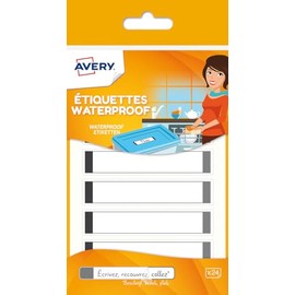 Avery Pack of 24 Laminated Labels 86x17 mm Blanc avec bordures grises