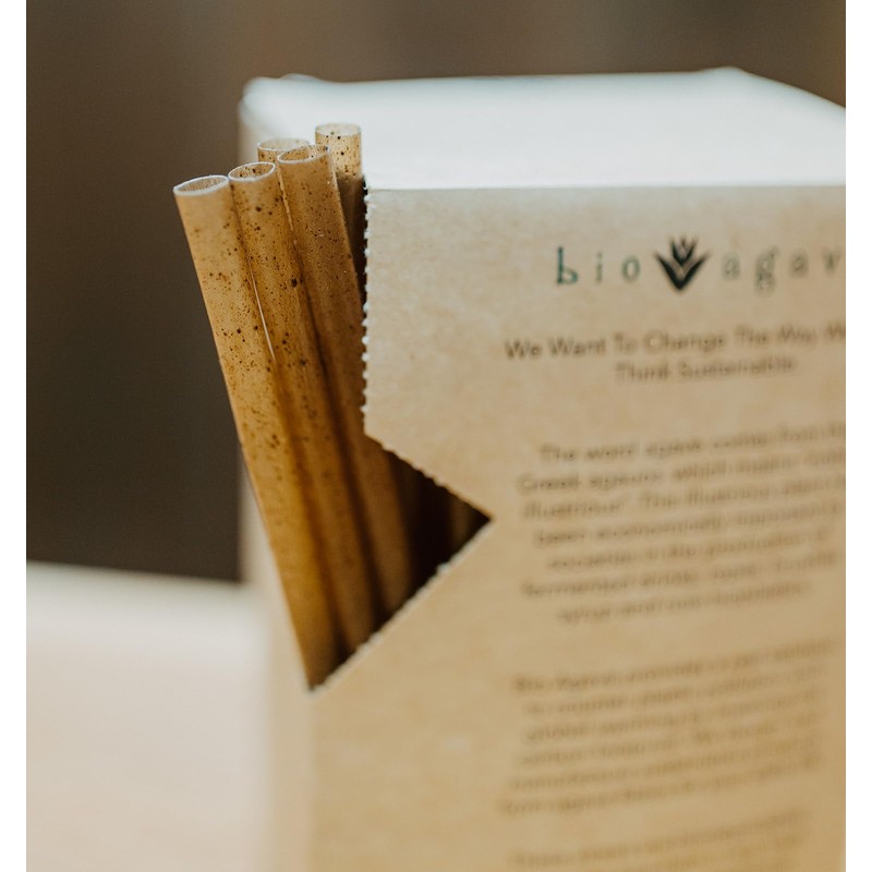 BIO AGAVE Biodegradable 8.25" Standard Straws Made From Agave Fibers