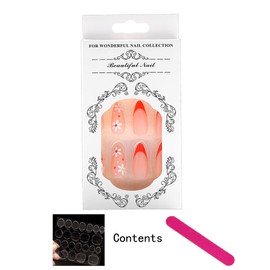 Sethexy Abstract Almond Shape False Nails, French Press On Nails, Swirl Fingernails Pack of 24, Acrylic Nails for Women and Girls