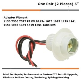 iJDMTOY 1156 7506 7527 P21W HP4730 Combination Socket w/White Base & Pigtail Wiring Harness Compatible with Parking Lamp, Tail/Brake, Backup Light, etc