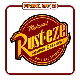 Shop A Thing Rust-Eze Decal Bumper Ointment Vinyl Sticker Rust Eze Tool Logo Waterproof Removable Hard Hat Sticker Perfect for Home Décor, Cars, Windows, Laptop, & Trucks -4 inches Pack of 2 SAT -031