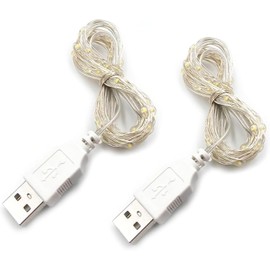 BQZYX+ 2 Pack USB Fairy Lights USB Powered String Lights Warm Yellow 5 Meters 50 lamp Beads Led Christmas Lights Fairy String Lights led Light String (Warm Yellow 5M)
