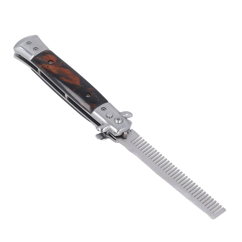 Switchblade Oil Hair Comb Stainless Steel Automatic Spring Folding Comb