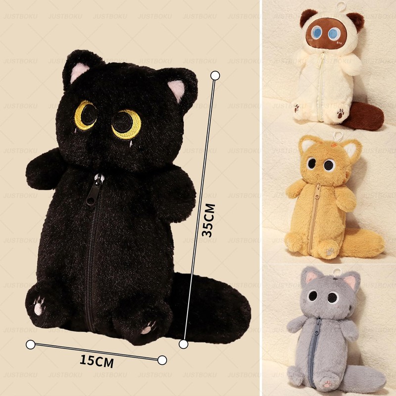 JUSTBOKU Pencil Case, Cat Pencil Case, Plush Cat, Pen Pouch,