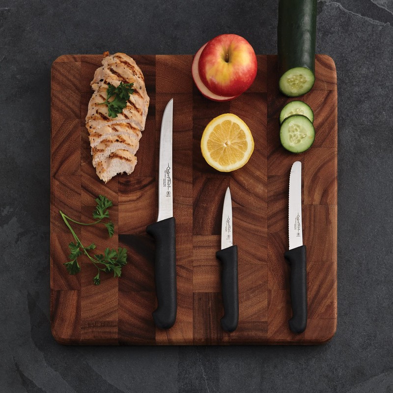 Cutlery-Pro Granton Santoku Knife, Cat Cora Approved, Soft-Grip Handle, NSF,