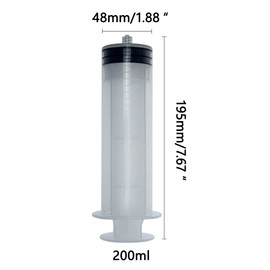 Plastic Transparent Syringes Reusable Liquid Syringe with Plastic Tubing for Pet Plant Feeding, Aquariums, Lab Measuring, Gardening, Nutrient Measurement, Motor Applications (200ml)