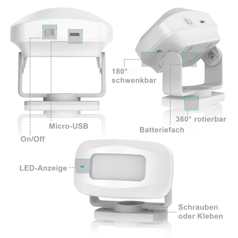 Eaxus® IC-You Wireless Doorbell and Shop Bell with Motion Sensor