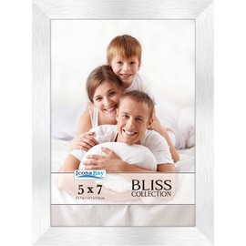 Icona Bay 5x7 Silver Picture Frame, Modern Style Wood Composite Frame, Table Top or Wall Mount, Bliss Collection