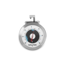 Salter 517 SSCR Fridge Thermometer – Stainless Steel Large Dial Temperature Gauge, Waterproof Freezer Thermometer, Easy Read, Hang Up Or Stand, Temp. Range -30 To 30°C, Safe Food Zones Markers