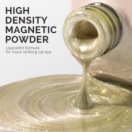 MelodySusie Jeweliver Cat Eye Gel Nail Polish, 0.5 Fl Oz Light Green Glitter Holographic Magnetic Nail Polish with Magnet, UV Nail Polish for Nail Art Manicure Salon DIY at Home-C52