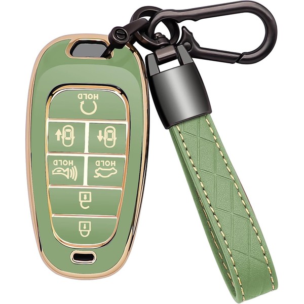 Kespevn for Hyundai Key Fob Cover 7 Button with Leather