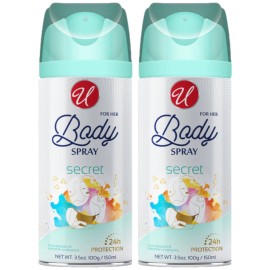Universal Secret 24 Hour Body Spray For Her, 3.5oz. (150ml) (Pack of 2)