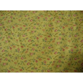 Moda Sweet Nothings by Moda Pink Blue Green Floral Rose Wheat Straw on Yellow Fabric