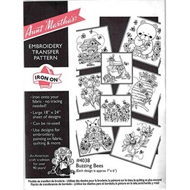 Buzzing Bees Aunt Martha's Hot Iron Embroidery Transfer