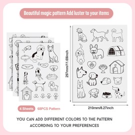 68 Pcs Dog Water Soluble Embroidery Patterns Puppy Paw Print Stick and Stitch Embroidery Paper Cartoon Animal Pet Puppy Embroidery Stabilizers for Hand Sewing Lover Beginners