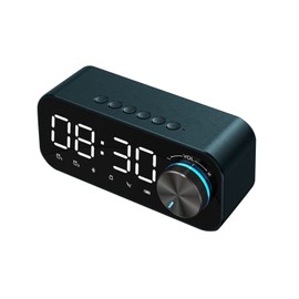 Digital Radio Alarm Clock Bluetooth Speaker Clock with Time and Alarm LED Display and Mirror Surface for Desktop