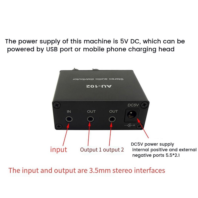 Daiilg 1 Piece Audio Distributor Stereo Audio Mixer 1 Input