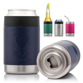 OAKMANN - Abridor de botellas con aislamiento para latas de cerveza de 12 onzas, aislante para botellas de cerveza 3 en 1, universal, acogedor y aislante, cubierta de cerveza, 4 en 1, soporte para
