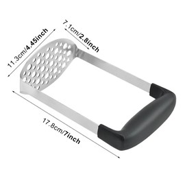 Stainless Steel Potato Masher,with Non Slip Handle Versatile Food Masher for Mashed Potatoes,Jam,Vegetables and Fruits(Color:Black+Silver)