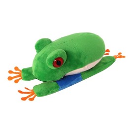 The Petting Zoo Red-Eyed Tree Frog Stuffed Animal Plushie Slap Bracelet, Gifts for Kids, Slapstix Wildlife Animals, Green Frog Plush Toy, 10 inches