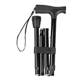 Thera|Care Adjustable Folding Walking Cane | 33” to 37” Height | 300 lbs 136 kg Weight Capacity | Sturdy, Lightweight Aluminum | Folds with Included Storage Pouch