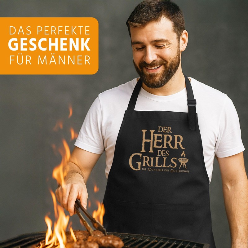 MoonWorks BBQ Apron for Men with Saying Fleisch ist mein
