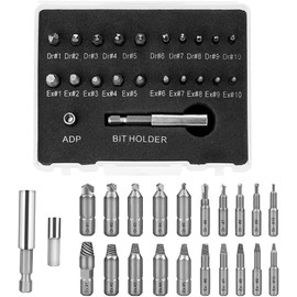 Bestgle 22 Pcs Mini Damaged Screw Extractor Small Stripped Screws Remover Easy Out Broken and Bolt Extractor Kit Stuck Rusty Screws Remove Tool with Magnetic Extension Bit Holder & Socket Adapter