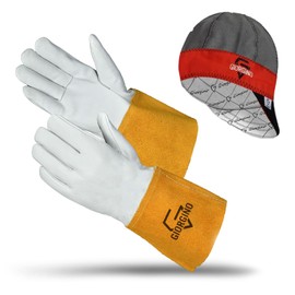 Giorgino Premium TIG Welding Gloves with FREE Assorted Welding Cap Top Grain Goatskin Leather Gloves Unlined 4" Cuff High Dexterity