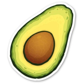 Squiddy Avocado Healthy Eating Cute Cartoon - Vinyl Sticker Decal for Phone, Laptop, Water Bottle (3" Tall)