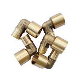 (Pack of 5) EFIELD Pex 3/4" x 3/4" Female Sweat 90 Degree Elbow Copper Adapter (Over Copper Tube) Brass Barb Crimp Fittings
