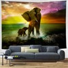 Animal Theme Tapestry Safari Art, Africa Elephant and Baby Playing