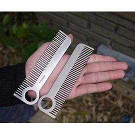 Yosoo EDC Pocket Tool Stainless Steel Matt Minimalist Engraved Metal Hair Moustache Comb 14 x 3.8 x 0.17 cm
