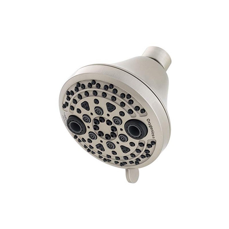 Oxygenics 88546 PowerMassage Brushed Nickel Fixed Shower Head, Modern Style,