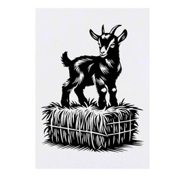 'Goat On Straw Bale' Temporary Tattoo - Water Resistant, Skin-Safe, Non-Toxic Transfer (TO00075477)