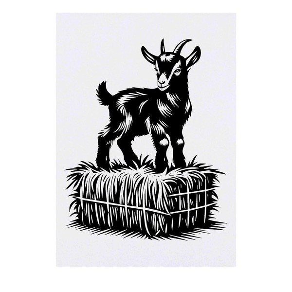 'Goat On Straw Bale' Temporary Tattoo - Water Resistant, Skin-Safe,