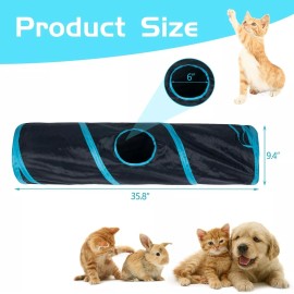 Sheldamy Cat Tunnel, 2-Way Cat Tunnels for Indoor Cats, Collapsible 35" x 9"