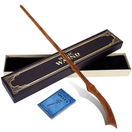 Wooden Magic Wand Wizard Witch Wood Wands Hand Carved for Collection Cosplay Christmas Party with Spellbook & Gift Box (Gun)