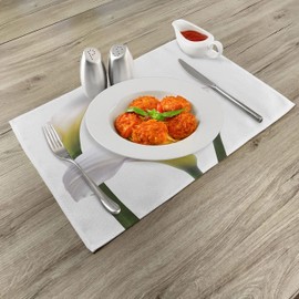 ABAKUHAUS Flower Place Mats Set of 4, Calla Lilies Romantic, Washable Fabric Placemats for Dining Room Kitchen Table Decor, Green White Yellow