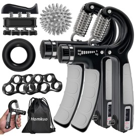 Homkuo Hand Trainer Finger Trainer, Grip Strength Trainer Set with Adjustable Grip Trainer, Hand Strength Finger Training Device, Massage Ball for Climbing, Stress Relief
