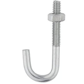 1/4" x 2-5/16", Zinc Plated Steel J Bolt with Hex Nut - Pack of (20)