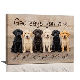 Quorant Dog Canvas Wall Art God Says You Are Wall Decor Pictures Prints Painting Artwork Home Decorations for Bathroom Kitchen Bedroom Living Room 12"x16"