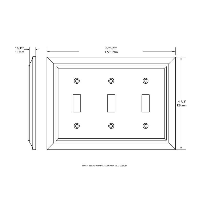 BRAINERD 126344 Wood Architectural Triple Toggle Switch Wall Plate /