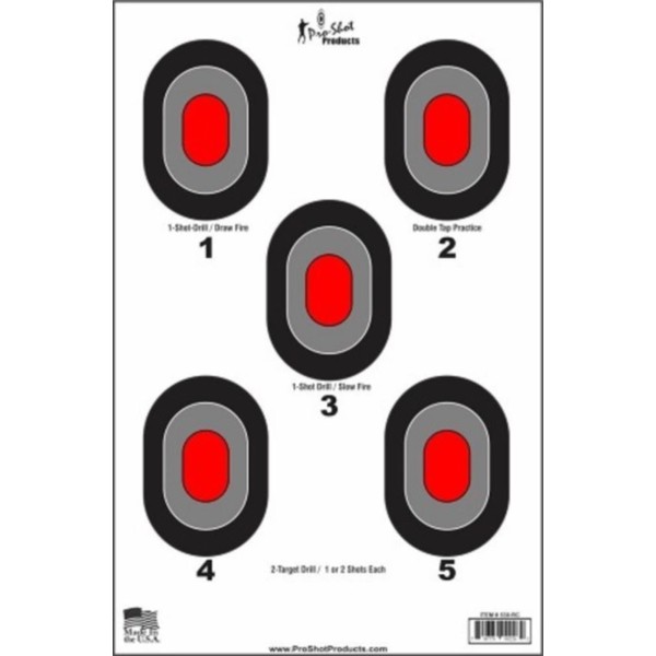 Pro-Shot Bullseye with Red Centers, Red/Black on White, 23" x