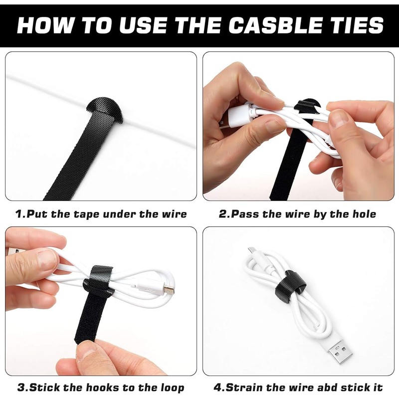 10PCS Fastening Hook and Loop Cable Straps,30CM Hook and Loop