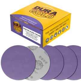 Dura-Gold Premium 120 Grit 6" Purple Film Ceramic Sanding Discs, Box of 50 - Hook & Loop Backing Sandpaper for DA & Random Orbital Sanders - Fast Sharp-Cut Abrasive, Sand Auto Paint, Wood, Woodworking