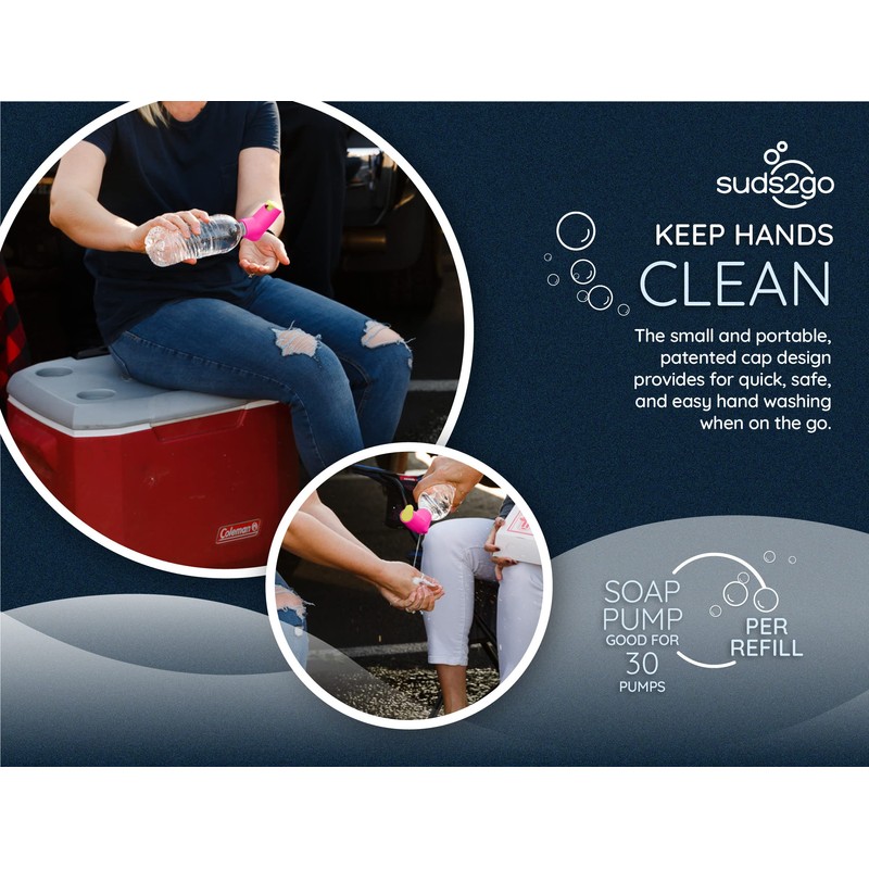 Suds2Go Refillable Caps, 2 Pack - Universal Fit Turns Most