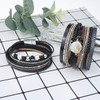 Gleamart Black 2 Pieces Multilayer Leather Bracelet Set Beads Wrap