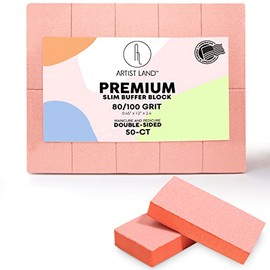 Set de 50 Bloques Pulidores de Uñas Slim Orange(Grano 80/100) - Calidad Profesional para Salón. Ideales para La Preparación de Uñas Antes de La Aplicación de Esmalte, Gel O Acrílico. Bloqu