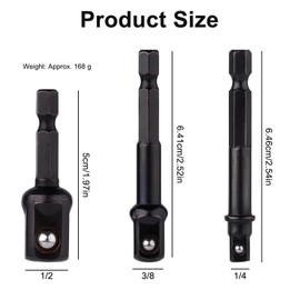 6 PCS Drill Socket Adaptor, 1/4, 1/2, 3/8 Inch Impact Driver Socket Adapter, Impact Wrench Adapter Hex Shank Socket Wrench Adapter Set, Hand Tools Kit for Daily Use