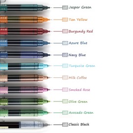 Rolling Ball Pens, Fine Point 0.5 mm Rollerball Pens with Quick-drying Ink, 11 Assorted Colors Retro Pens (5 Retro Colors + 5 Light Retro Colors + 2 Black)